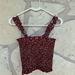 Elegant Burgundy Smocked Tank Top